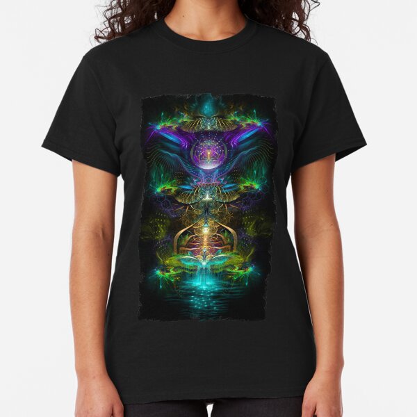 Neon1 Visionary fractal art Classic T-Shirt