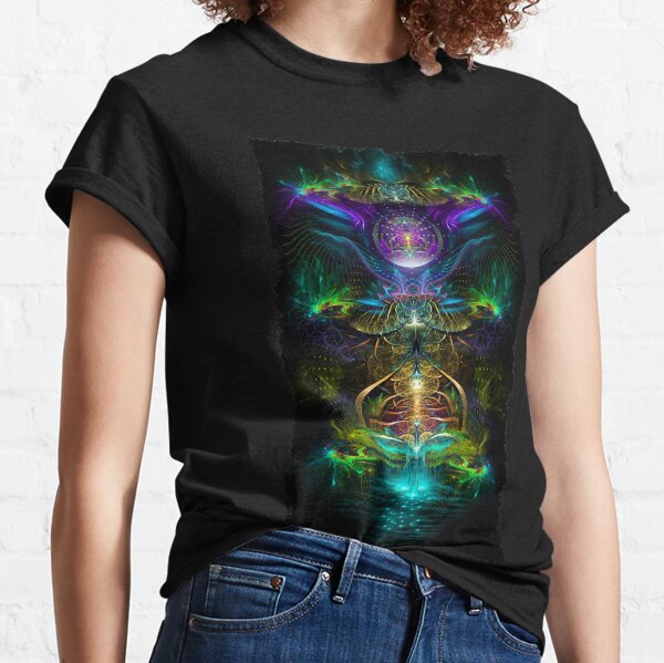 Neon1 Visionary fractal art Classic T-Shirt