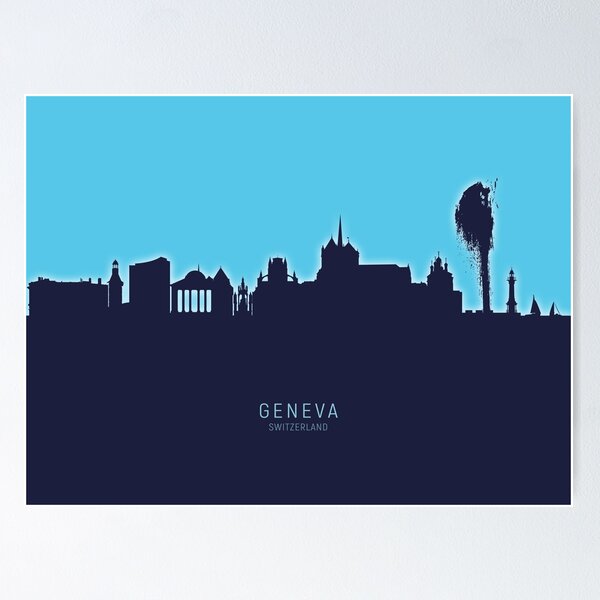Artikelvorschau, Geneva Switzerland Skyline entworfen und verkauft von ArtPrints.