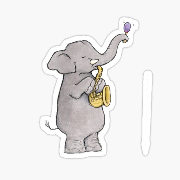 Elephant Sax Sticker