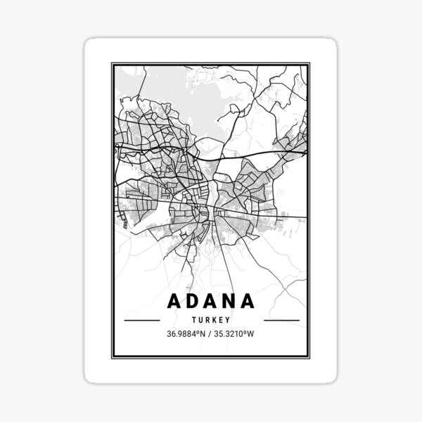 Adana Map Print, Adana Map Poster, Adana Map Wall Art, Adana City Map, Map Of Adana, Adana Map Art Sticker