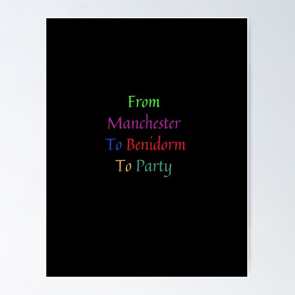 Item preview, From Manchester To Benidorm Design In Multi Coloured Text designed and sold by MarieSusan.