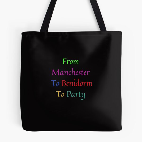 Item preview, From Manchester To Benidorm Design In Multi Coloured Text designed and sold by MarieSusan.