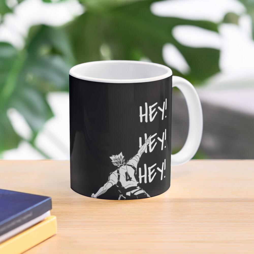 Haikyuu!,Bokuto, Fukudorani's Ace, Hey Hey Hey, White Text Mug