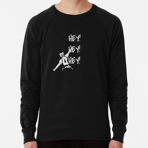 Haikyuu!,Bokuto, Fukudorani's Ace, Hey Hey Hey, White Text Lightweight Sweatshirt