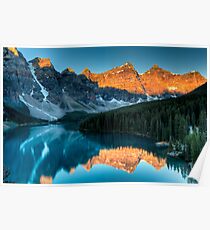 Moraine Lake in the sunrise light Poster