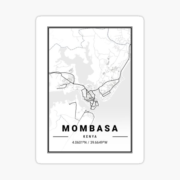 Mombasa Map Print, Mombasa Map Poster, Mombasa Map Wall Art, Mombasa City Map, Map Of Mombasa, Mombasa Map Art Sticker