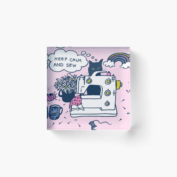 Item preview, Cat and sewing maching,  stay calm and sew designed and sold by MagentaRose.