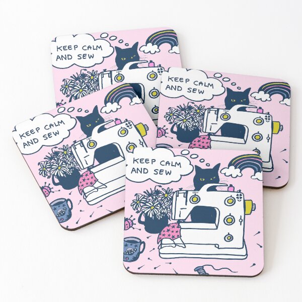 Item preview, Cat and sewing maching,  stay calm and sew designed and sold by MagentaRose.