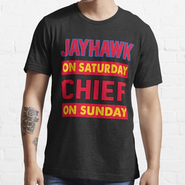 Jayhawk On Saturday Chief On Sunday Kansas City Essential T-Shirt