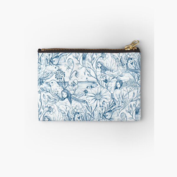 Item preview, Whimsical toile with lighthouse in blue and white designed and sold by Gaia Marfurt.