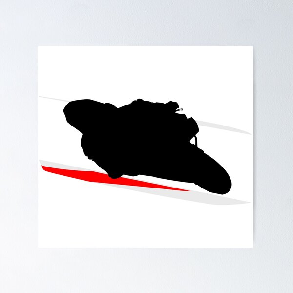 Item preview, Motorcycle cyclist, Moto GP Superbike biker on the race track in the curve, turn. Race track with red and white safety sideline. Sport motorcycle racer motorcyclist, biker sport racing motorcycle designed and sold by Marcin Adrian.