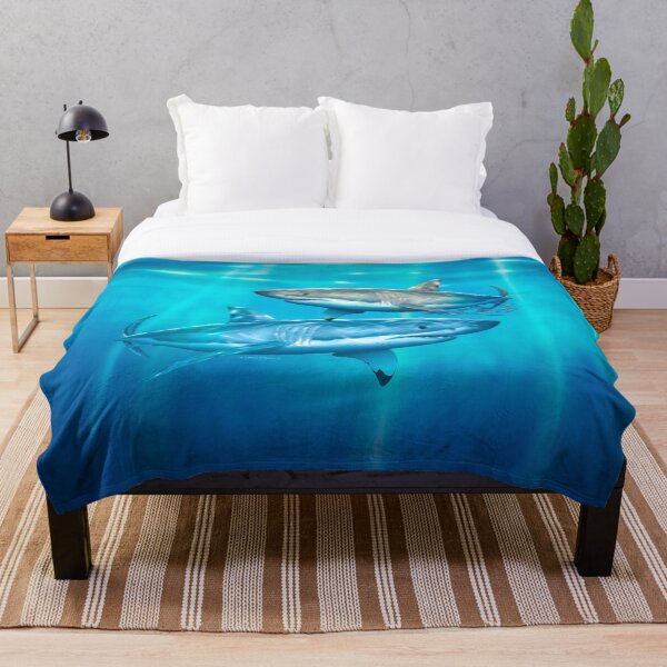 Neptune White Shark Throw Blanket