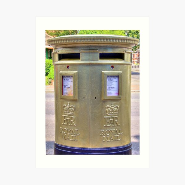Gold Postbox Art Print