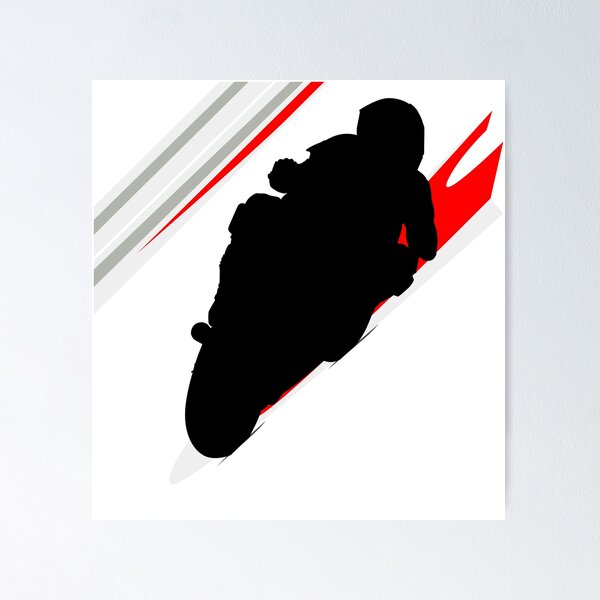 Item preview, Motorcycle cyclist, Moto GP Superbike biker on the race track in the curve, turn. Race track with red and white safety sideline. Sport motorcycle racer motorcyclist, biker sport racing motorcycle designed and sold by Marcin Adrian.