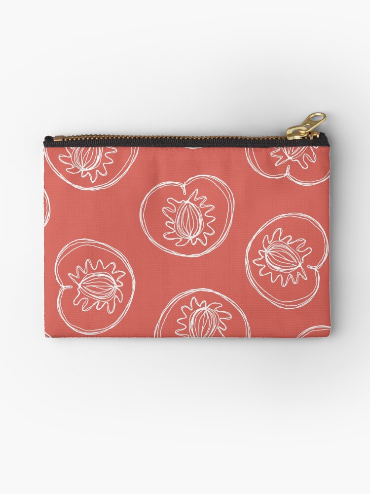 Thumbnail 1 of 4, Zipper Pouch, Line Drawn Peaches on Dusty Pink designed and sold by TimorousEclectc.