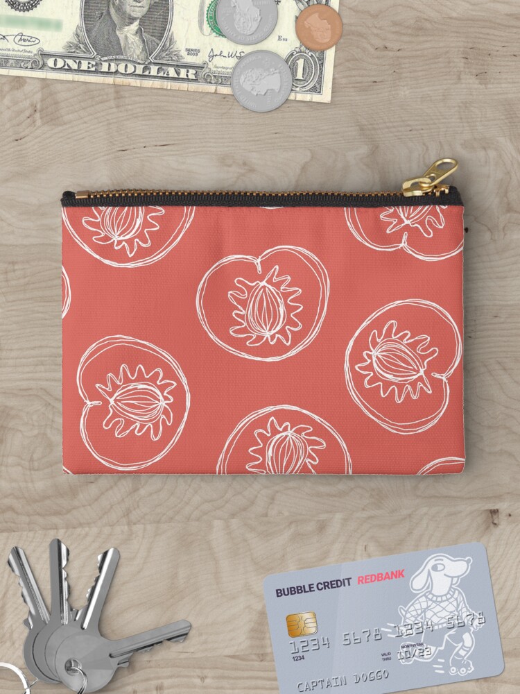 Thumbnail 3 of 4, Zipper Pouch, Line Drawn Peaches on Dusty Pink designed and sold by TimorousEclectc.