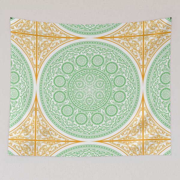 Item preview, Indian Chakra in orange and green color combination bandana pattern neck gator designed and sold by DukeDoctor.
