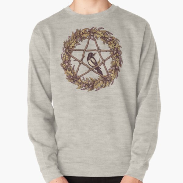 Botanical Pentacle Wreath Witch Pullover Sweatshirt