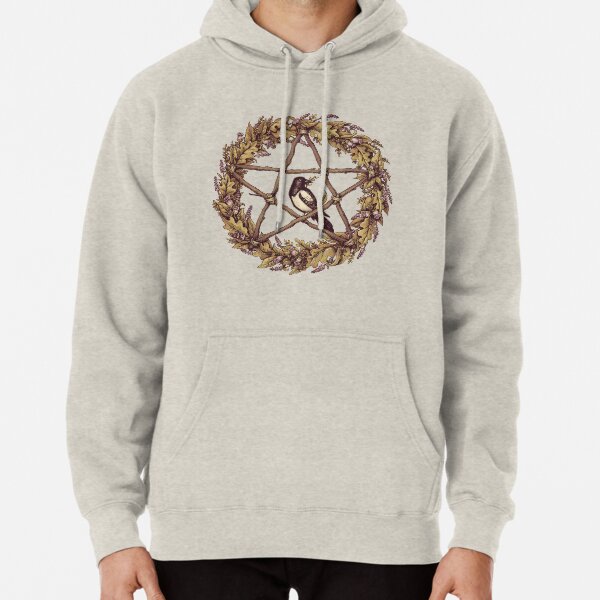 Botanical Pentacle Wreath Witch Pullover Hoodie
