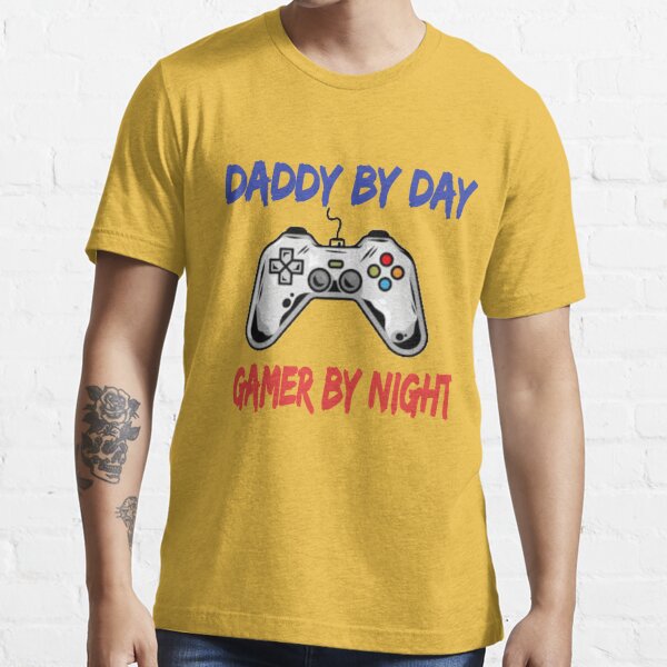 Daddy by day gamer by nighnt Funny Dad T Shirt Gamer Shirt Fathers Day Gift Video  Game TShirt Daddy Clothes Gaming Geek Nerd Dad By Day Gamer By Night Mens  Tee Essential