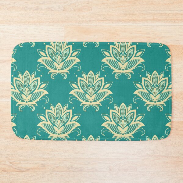 Item preview, Big golden flowers array with sea color background pattern bandana neck gator designed and sold by DukeDoctor.