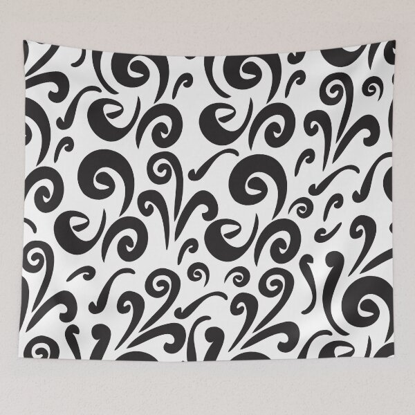 Item preview, Black White abstract floral pattern designed and sold by sigdesign.