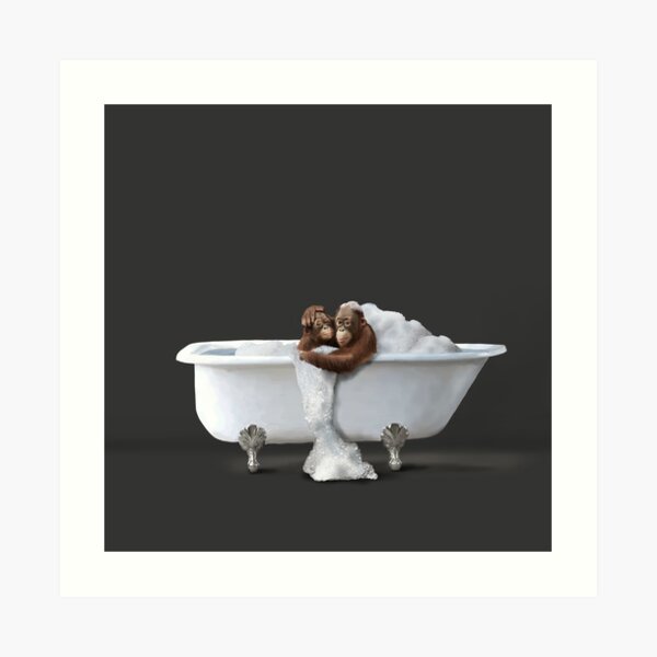 Orangutans in Bath Art Print