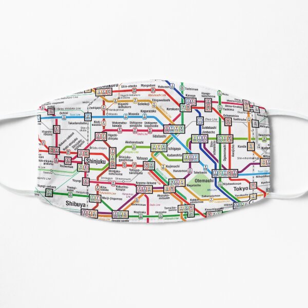 Tokyo Subway Map Clock Flat Mask