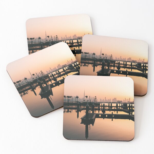 Item preview, Dubai Creek Harbour Sunset with Skyline in background. designed and sold by michieldros.
