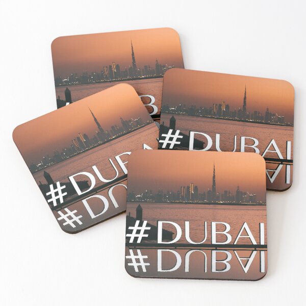 Item preview, View of Dubai Creek Harbour Sunset with Skyline in background. designed and sold by michieldros.
