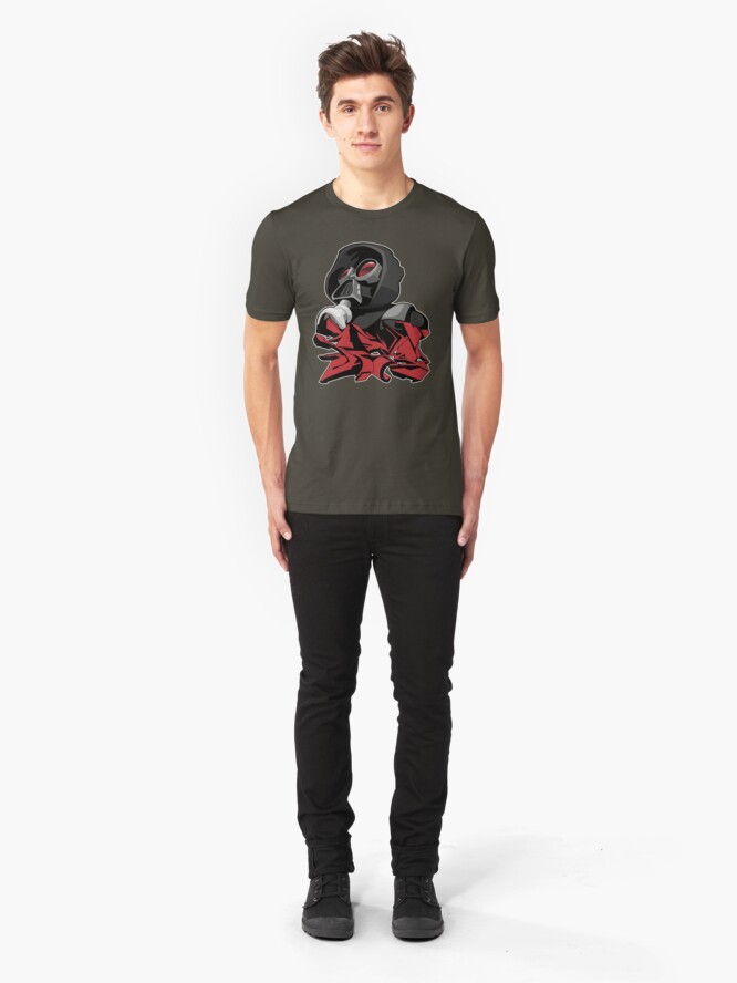 Alternate view of Graffiti propaganda style Slim Fit T-Shirt