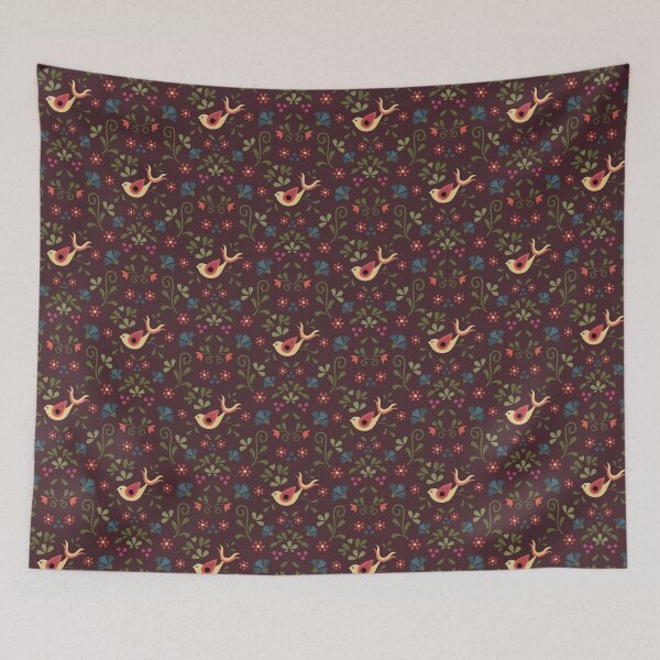Item preview, Folk floral birds and flowers designed and sold by RevolutionizZed.