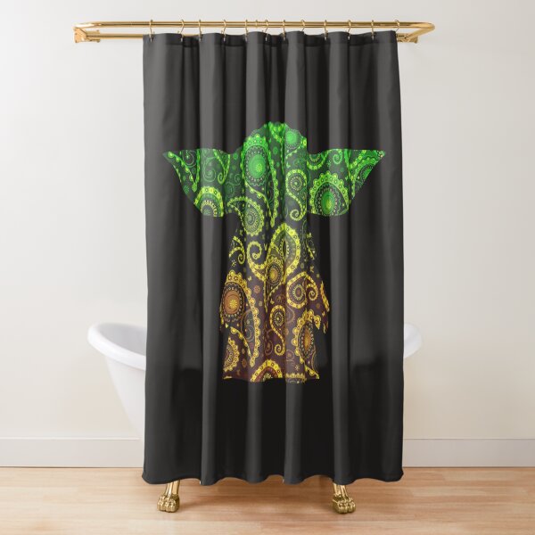 Teardrop Mandala Silhouette - Alien Forest - Dark Background Shower Curtain
