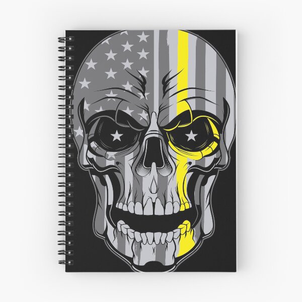 Item preview, thin yellow line skull designed and sold by J AND J  PRINTS.