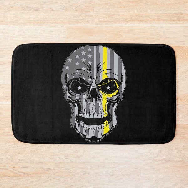 Item preview, thin yellow line skull designed and sold by J AND J  PRINTS.