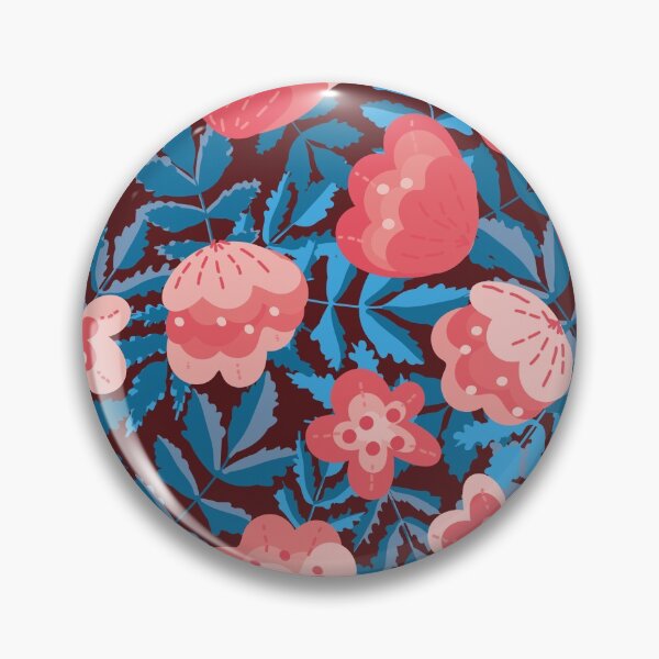 Item preview, pink and blue floral pattern designed and sold by rysunki-malunki.