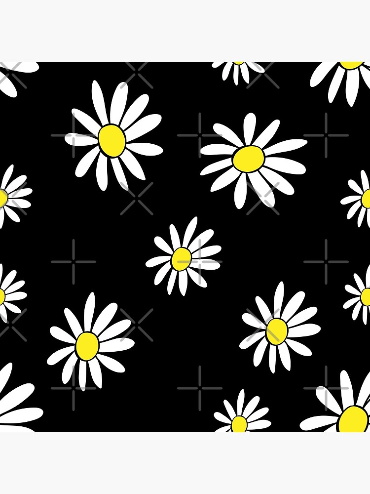 Daisy Doodles Seamless Flower Pattern - Black | Poster