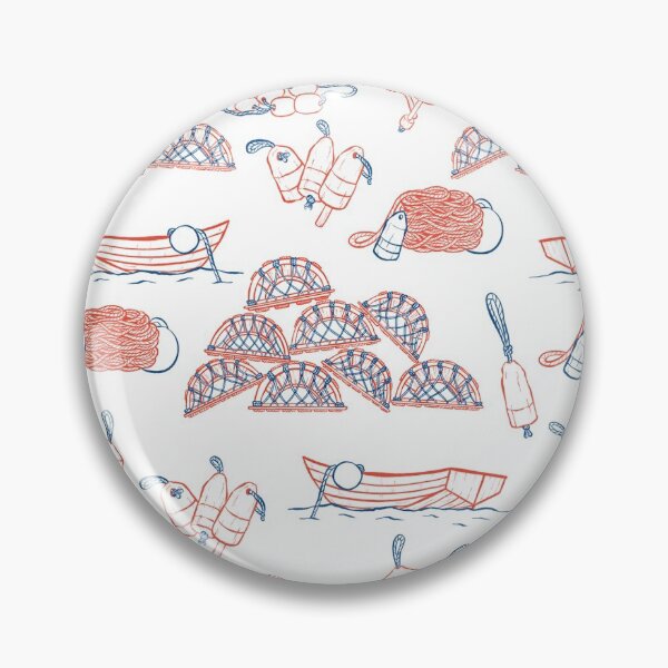 Item preview, Lobster Fishing Season Nautical Toile de Jouy designed and sold by carabara.