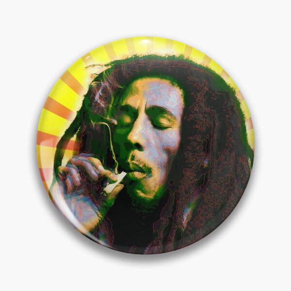 Pin Button Badge Ø38mm Bob Marley Rasta Reggae Jamaique Jamaican Music 