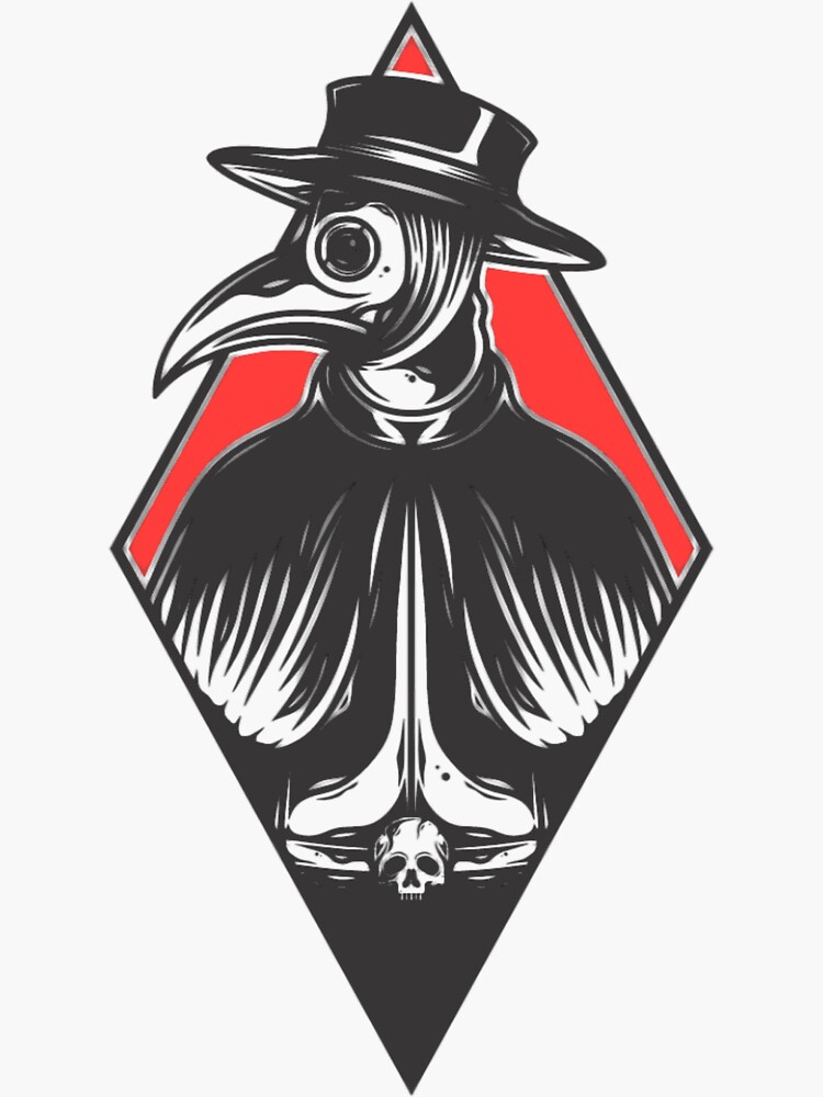 Thumbnail 3 of 3, Sticker, Plague Doctor Red Diamond designed and sold by PlagueCity.