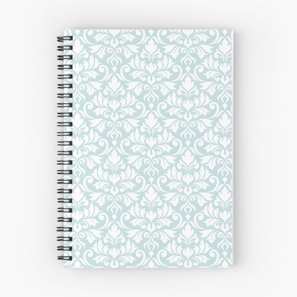 Item preview, Flourish Damask Pattern White on Duck Egg Blue designed and sold by NataliePaskell.