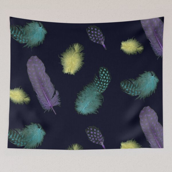 Item preview, Feathers with dots blue green turquoise purple yellow designed and sold by ChrissiCreation.