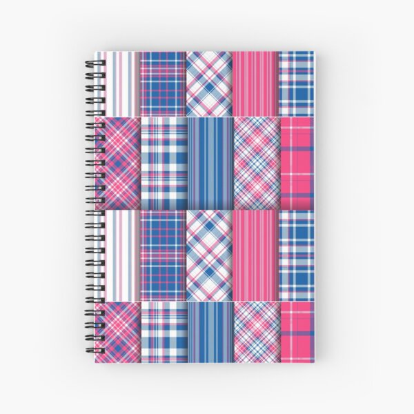 Plaid Tartan Pink and Blue Spiral Notebook