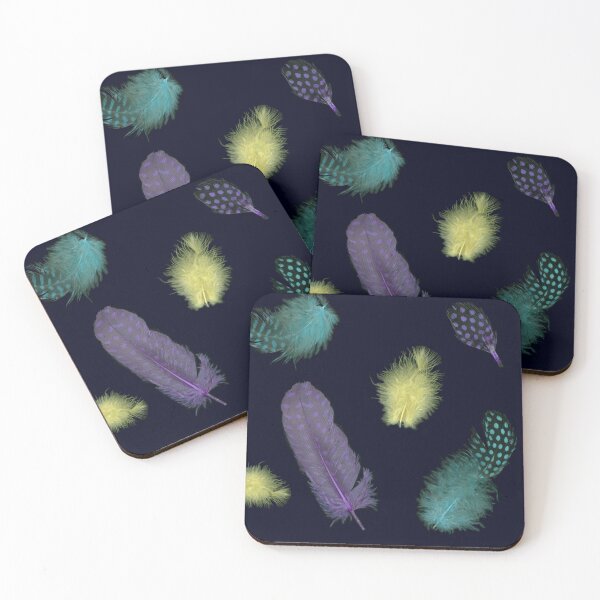 Item preview, Feathers with dots blue green turquoise purple yellow designed and sold by ChrissiCreation.