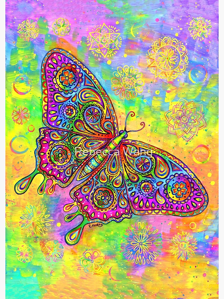 Colorful Psychedelic Rainbow Paisley Bohemian Butterfly by lioncrusher