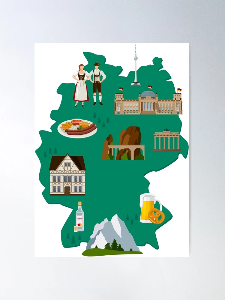 Deutschland Map - German Flag - Germany Travel Poster for Sale by  TravelScientist