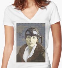 Amelia Earhart Women's Fitted V-Neck T-Shirt