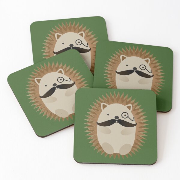 Artikelvorschau, Lustiger Igel mit Monokel und Schnurrbart entworfen und verkauft von Hedgie Designs.