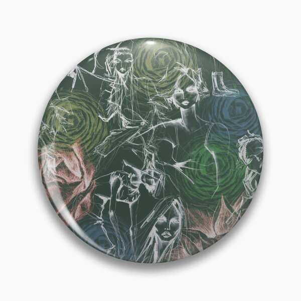 Item preview, green floral with ladies designed and sold by Lara Wolf.